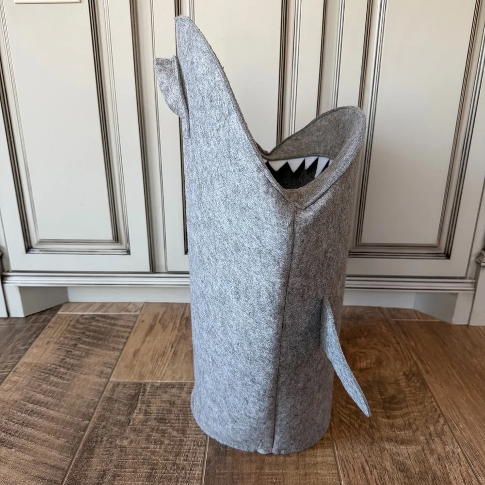Little Stackers Gray Shark Felt Basket Hamper Toy Storage